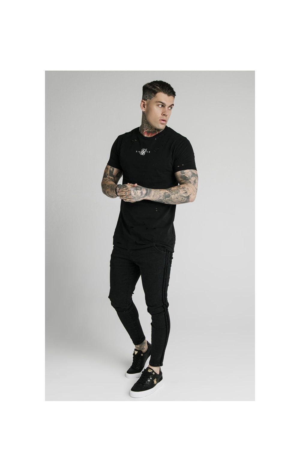 Load image into Gallery viewer, SikSilk S/S Distressed Box Tee - Black (2)
