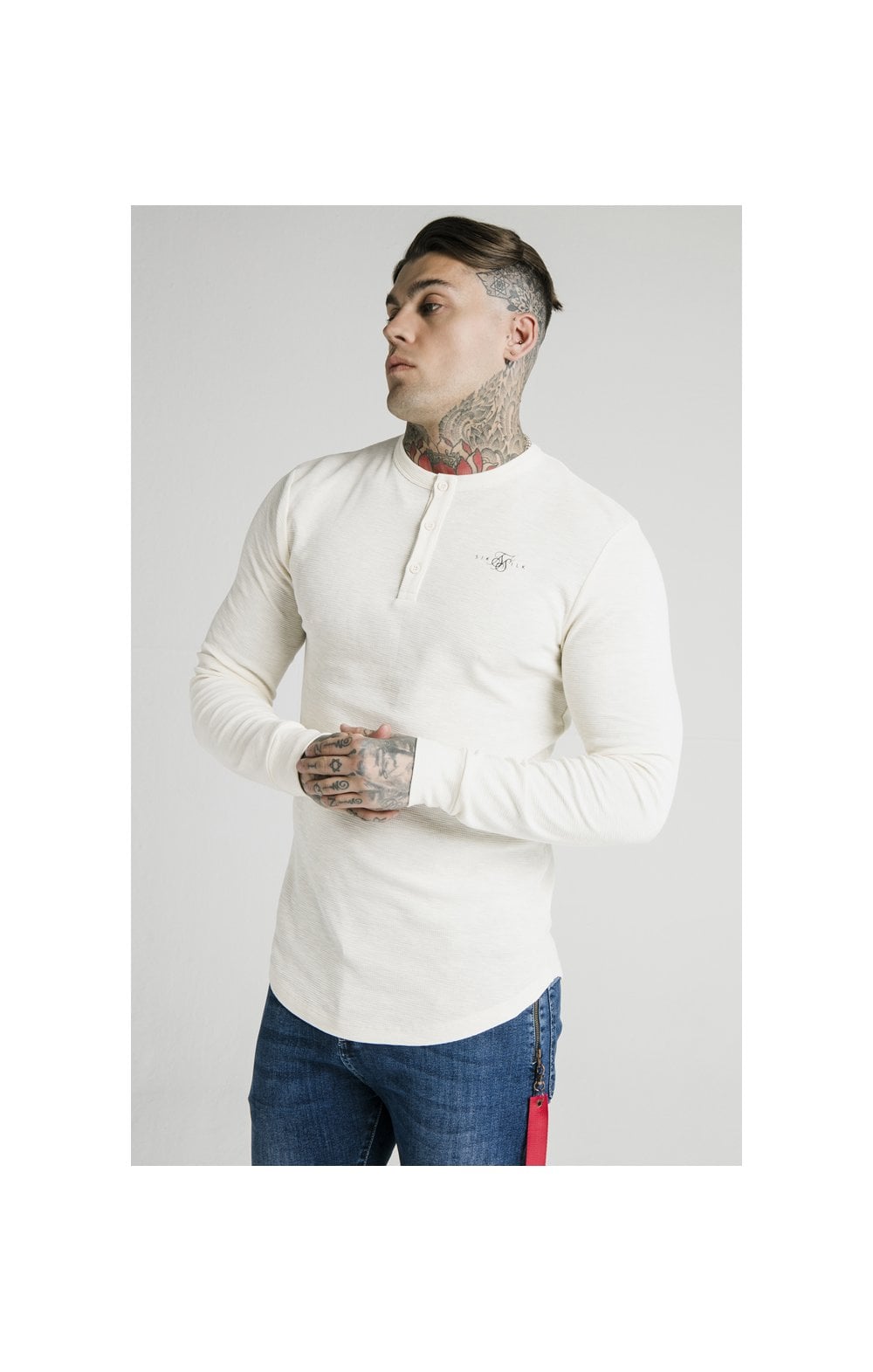 Load image into Gallery viewer, SikSilk Long Sleeve Button Down Tee – Ecru