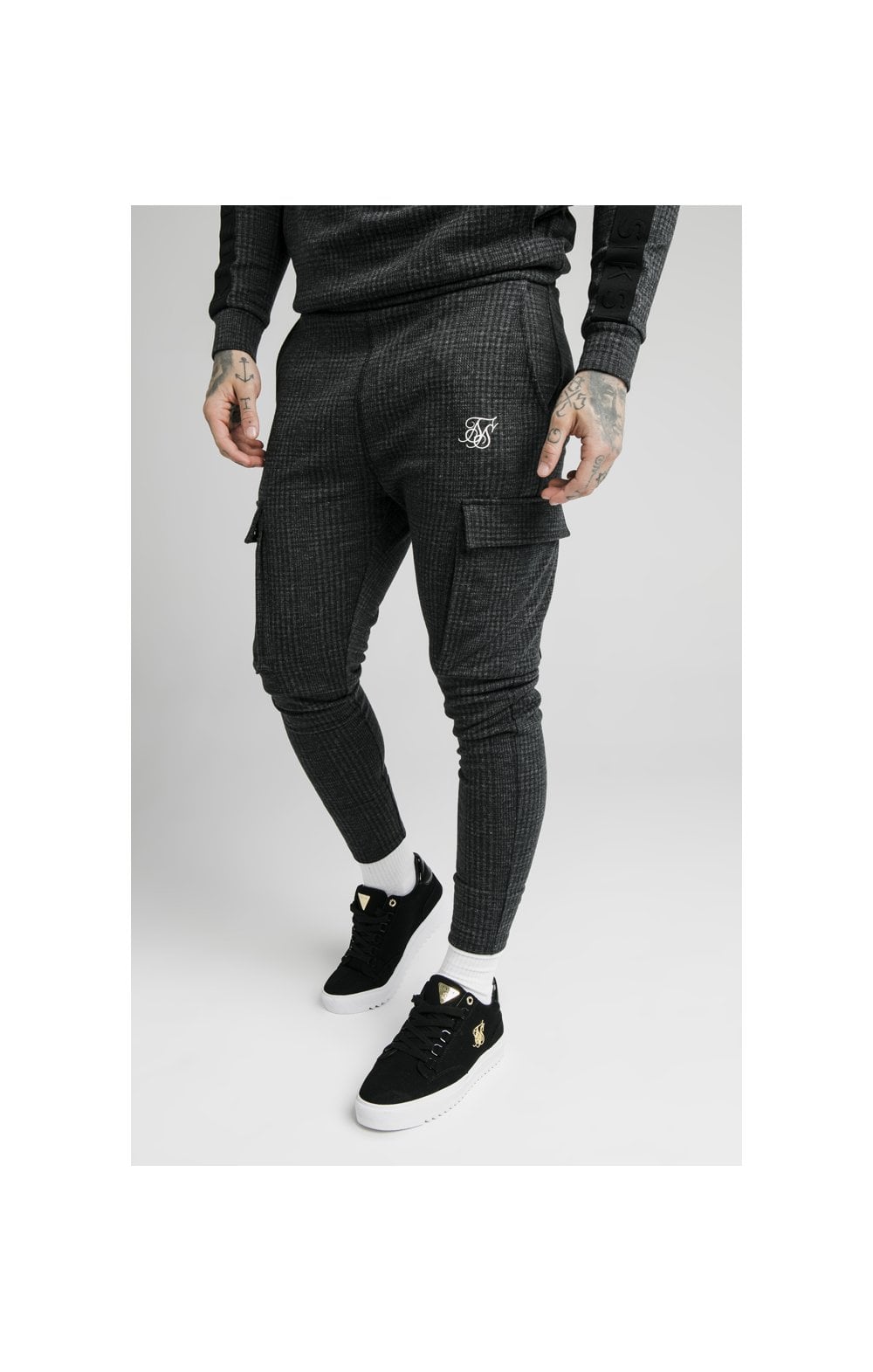 Load image into Gallery viewer, SikSilk Tonal Check Cargo Pant – Grey