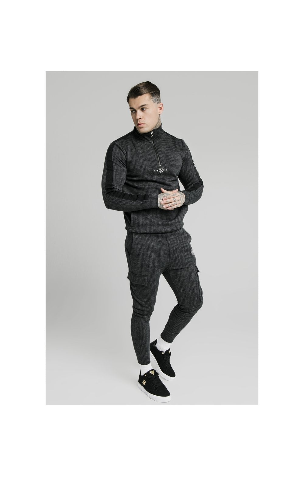 Load image into Gallery viewer, SikSilk Tonal Check Cargo Pant – Grey (3)