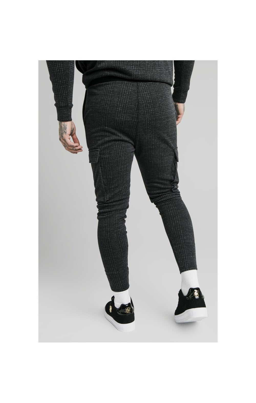 Load image into Gallery viewer, SikSilk Tonal Check Cargo Pant – Grey (4)