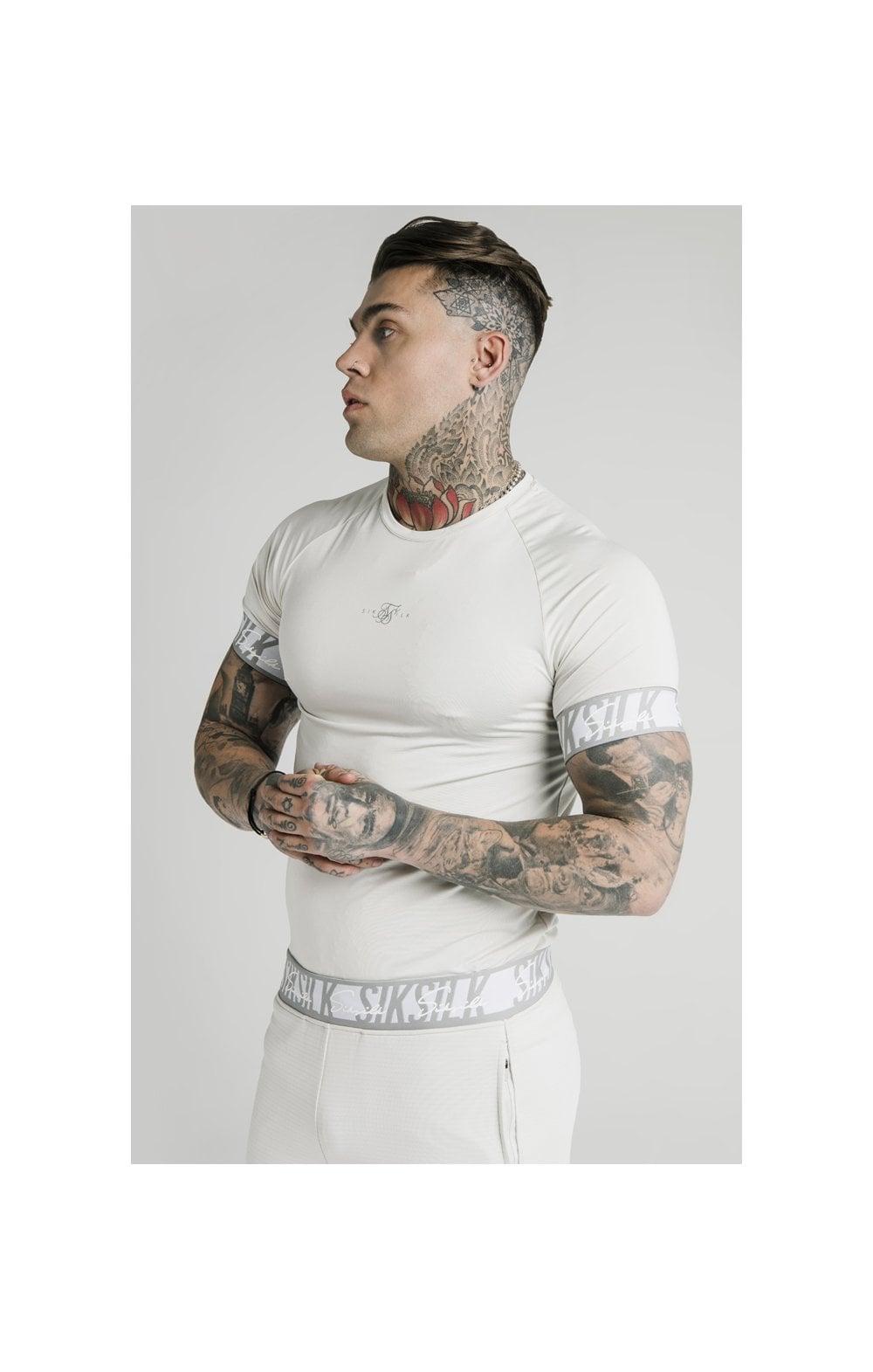 Load image into Gallery viewer, SikSilk S/S Scope Tape Tech Tee – Ice Grey