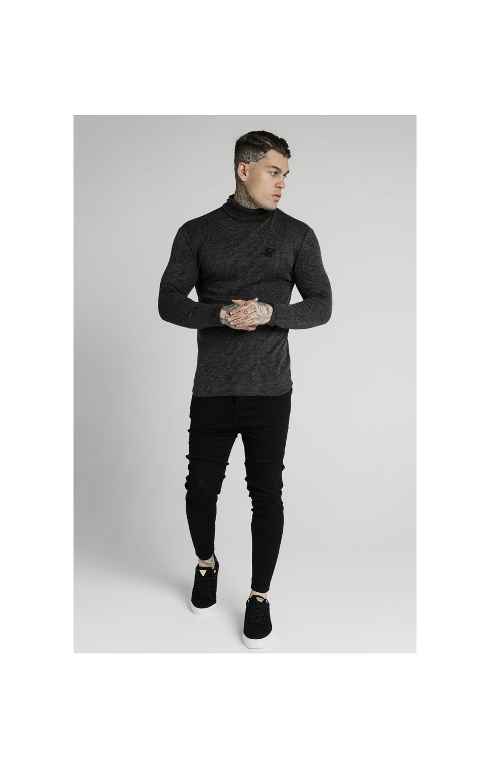 Load image into Gallery viewer, SikSilk Rib Turtle Neck - Jet Black (3)
