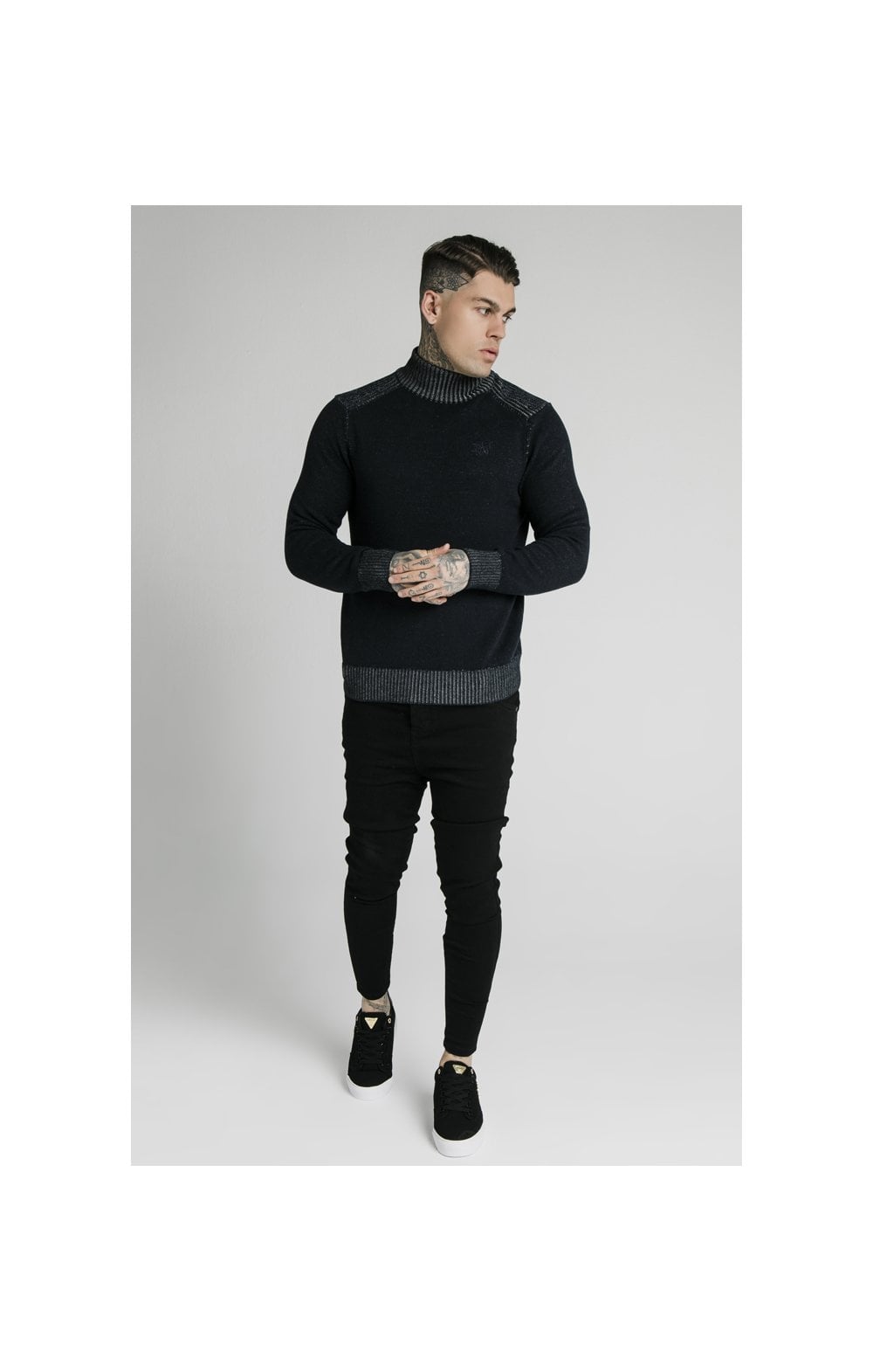 Load image into Gallery viewer, SikSilk Rib Turtle Neck - Navy (2)