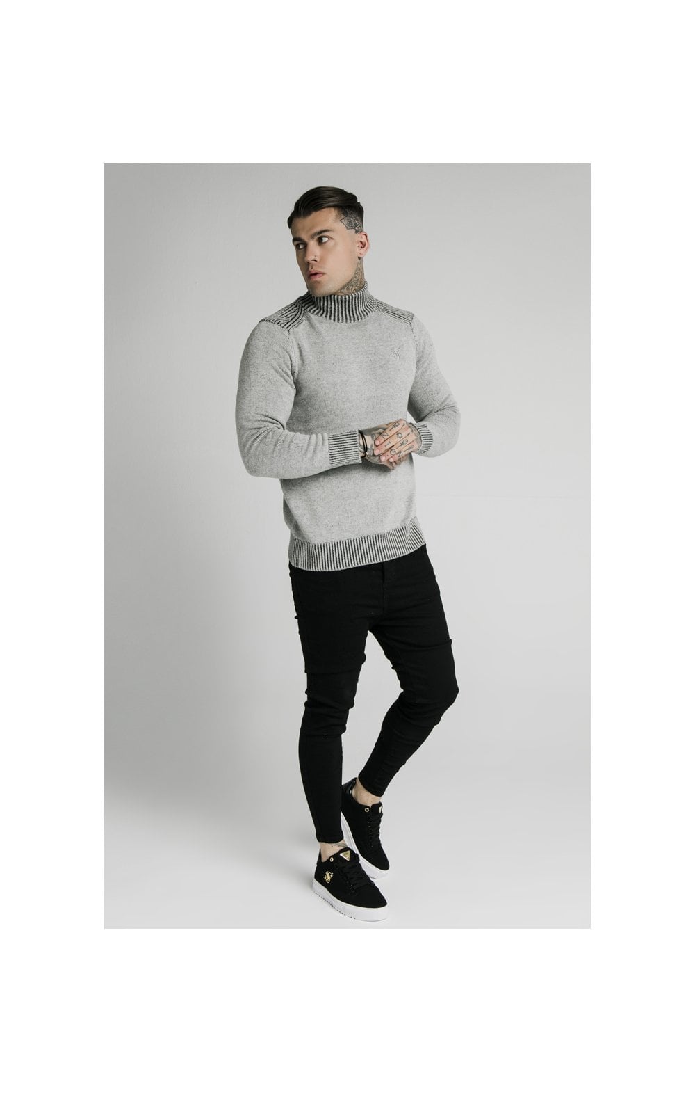 Load image into Gallery viewer, SikSilk Rib Turtle Neck - Light Grey (2)