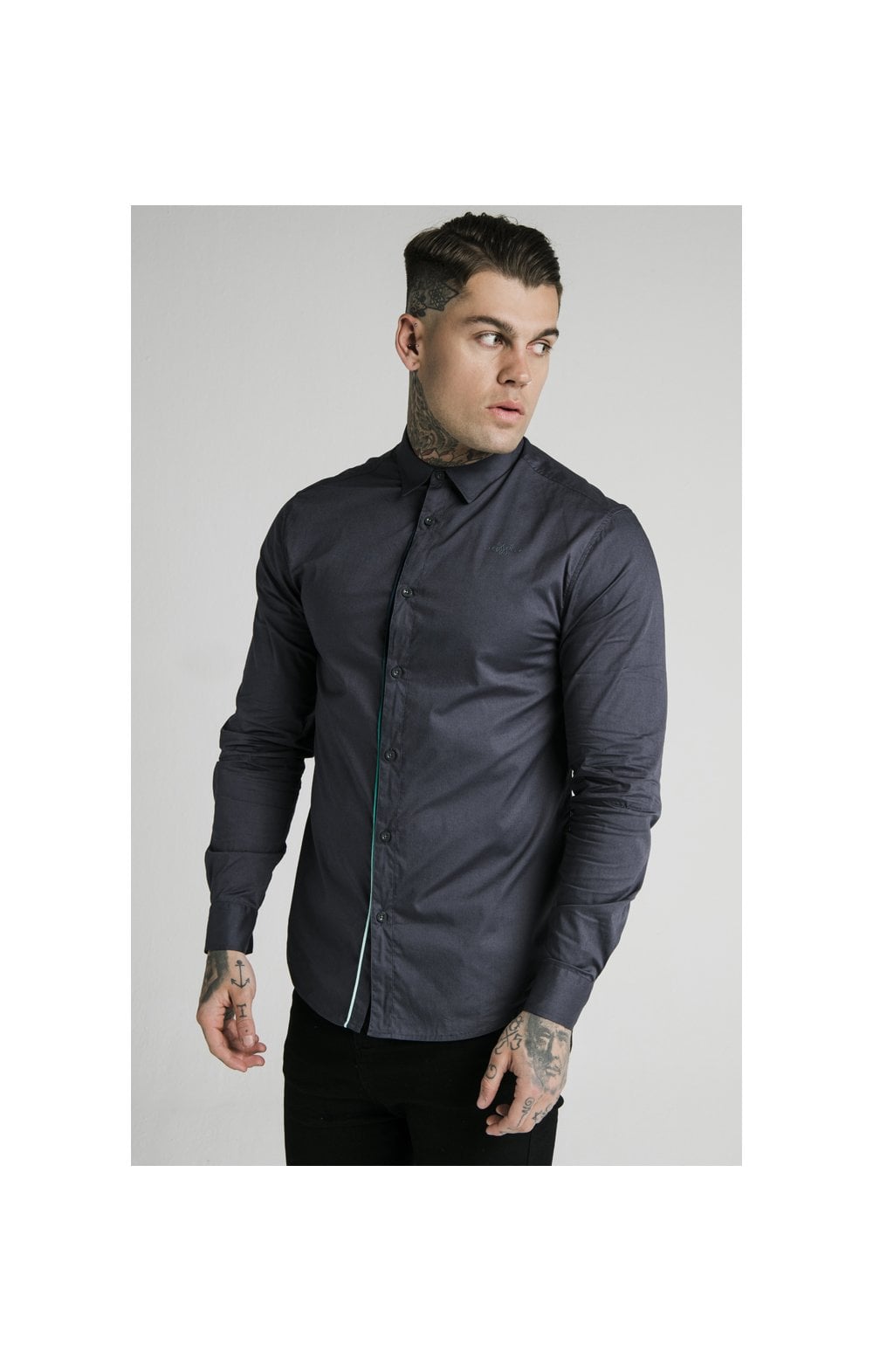 Load image into Gallery viewer, SikSilk L/S Fade Piping Shirt - Navy