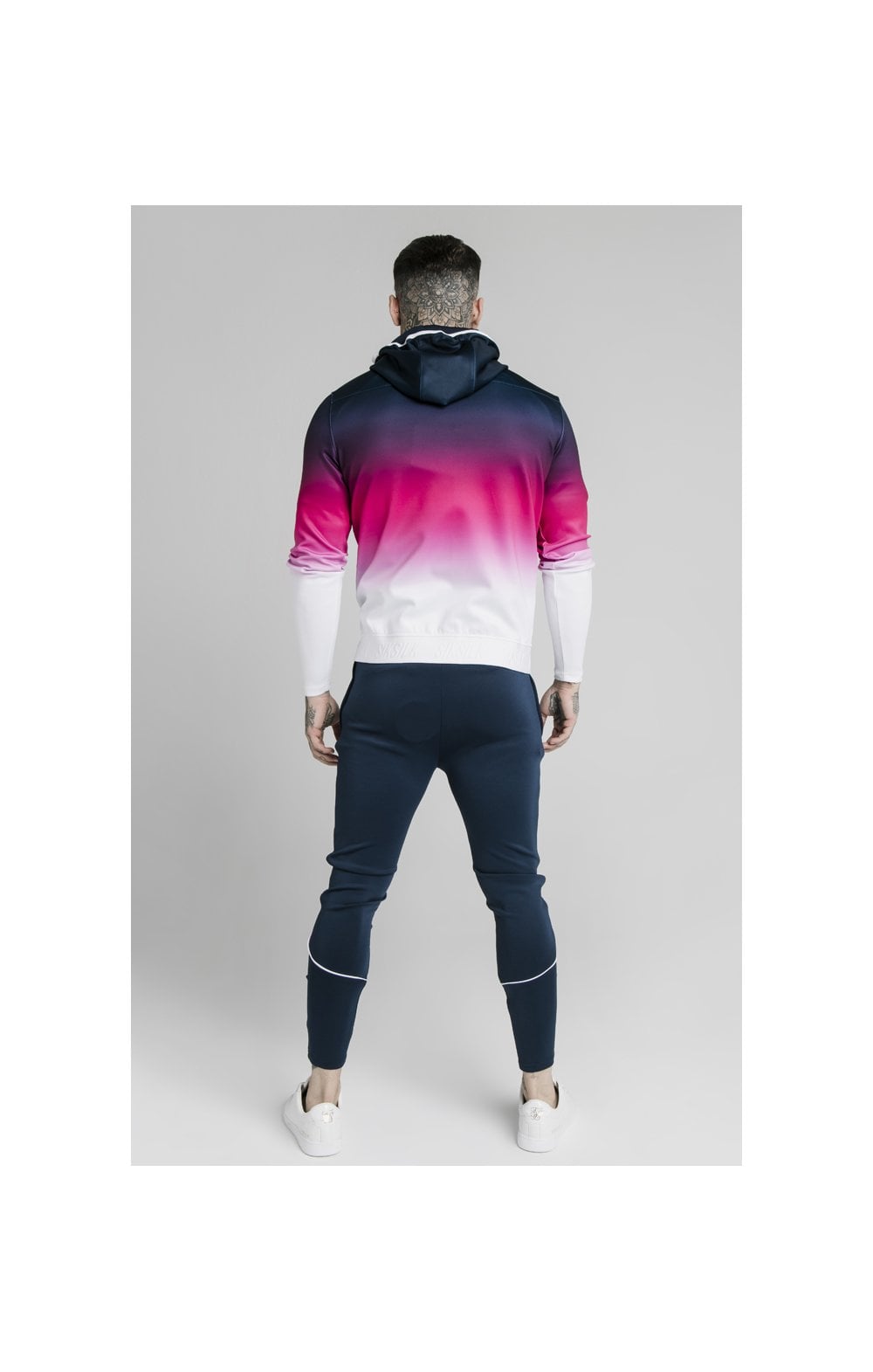 Load image into Gallery viewer, SikSilk Tri-Fade Agility Zip Through Hoodie - Navy,Pink &amp; White (3)