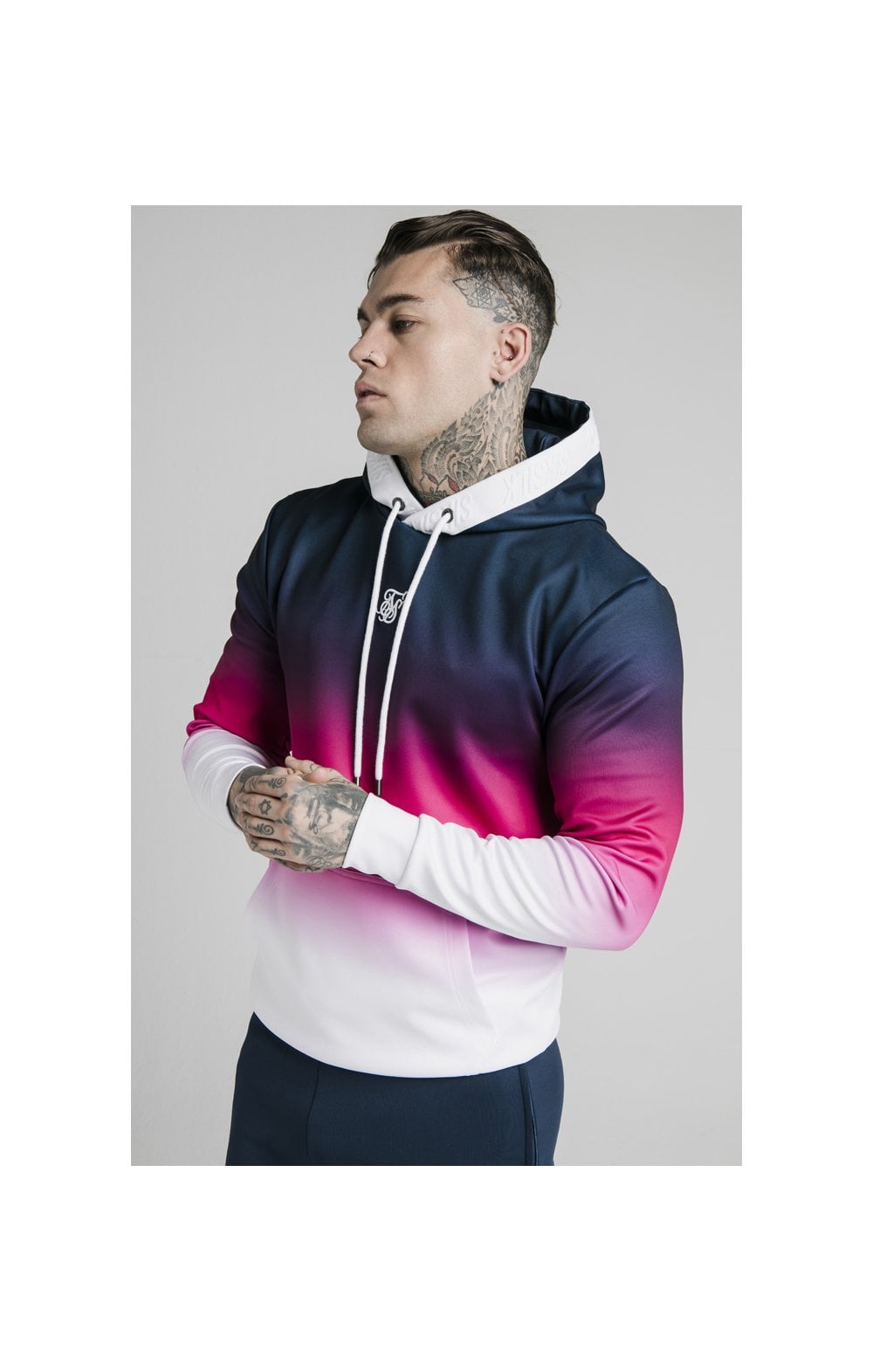 Load image into Gallery viewer, SikSilk Tri-Fade Overhead Hoodie - Navy,Pink &amp; White