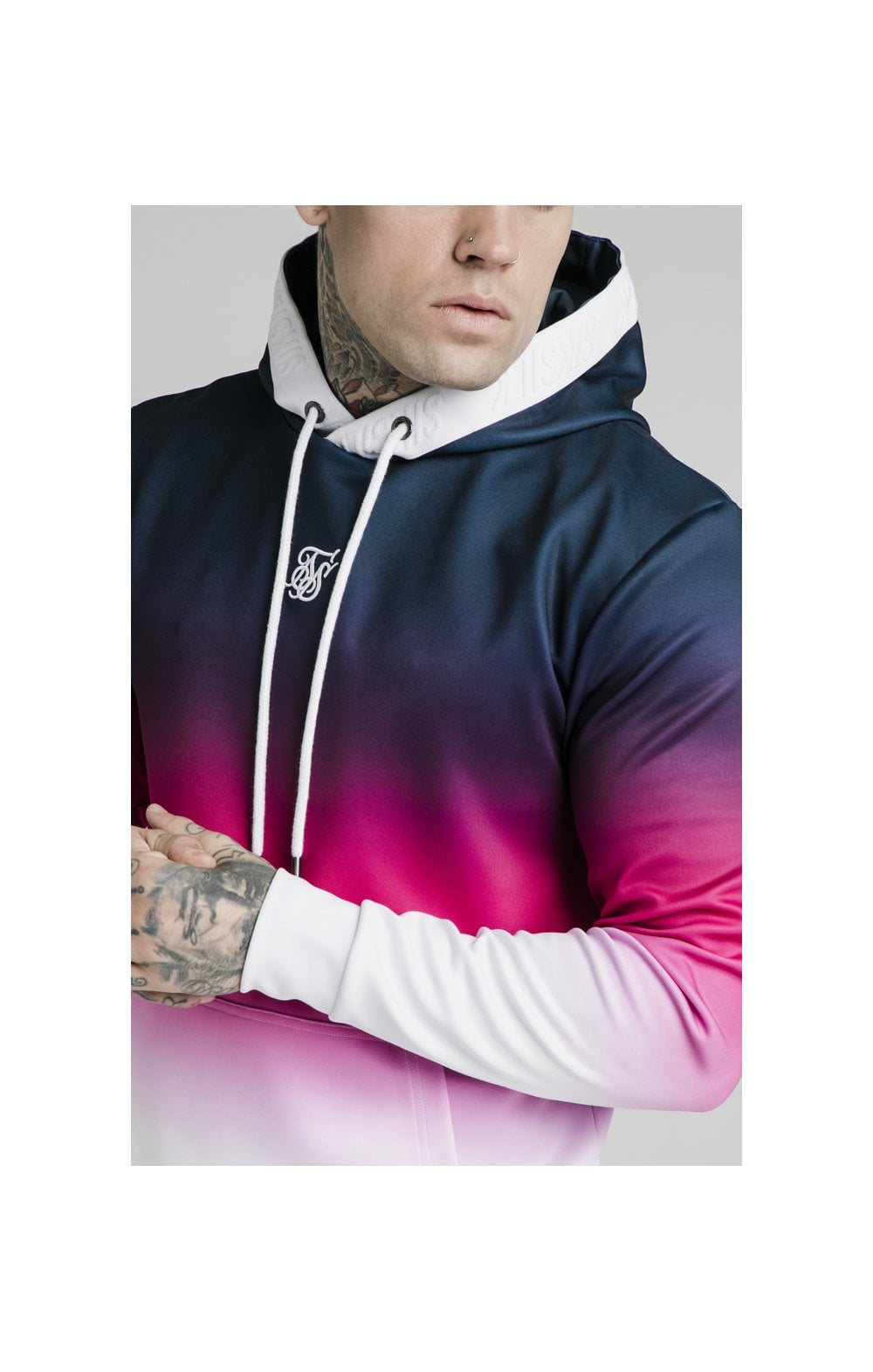 Load image into Gallery viewer, SikSilk Tri-Fade Overhead Hoodie - Navy,Pink &amp; White (1)