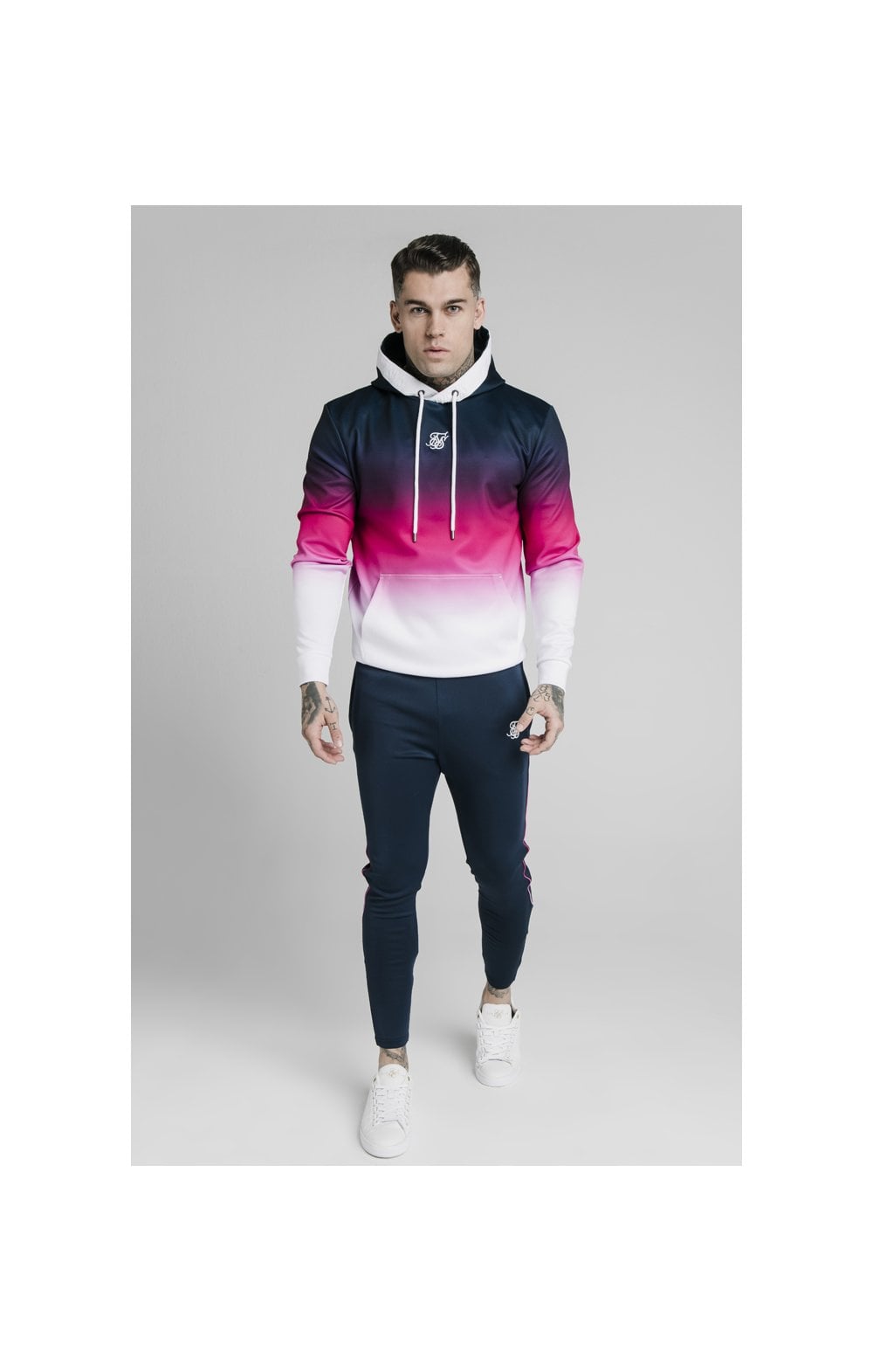Load image into Gallery viewer, SikSilk Tri-Fade Overhead Hoodie - Navy,Pink &amp; White (3)