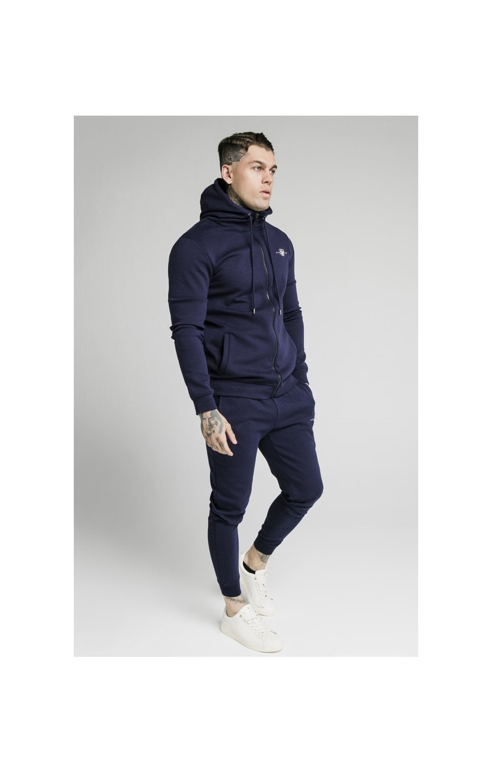 Load image into Gallery viewer, Navy Zip Through Muscle Fit Hoodie (3)
