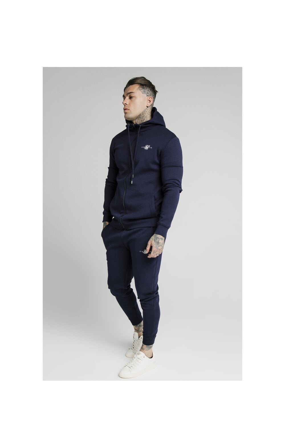 Load image into Gallery viewer, Navy Zip Through Muscle Fit Hoodie (5)