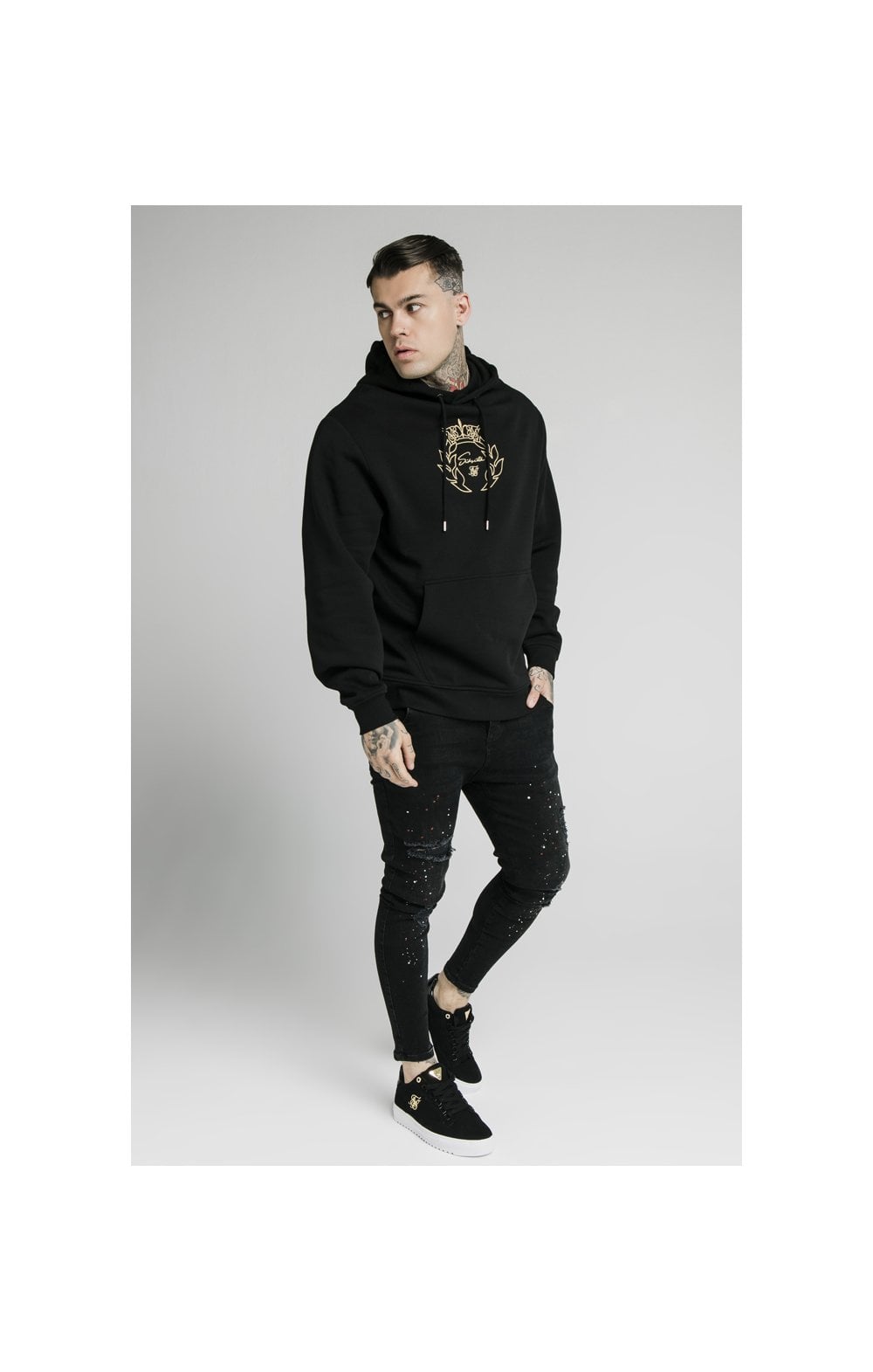 Load image into Gallery viewer, SikSilk Overhead Tape Hoodie - Black &amp; Gold (4)