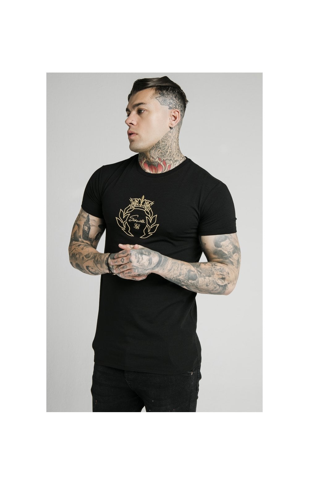 Load image into Gallery viewer, SikSilk S/S Prestige Gym Tee - Black &amp; Gold