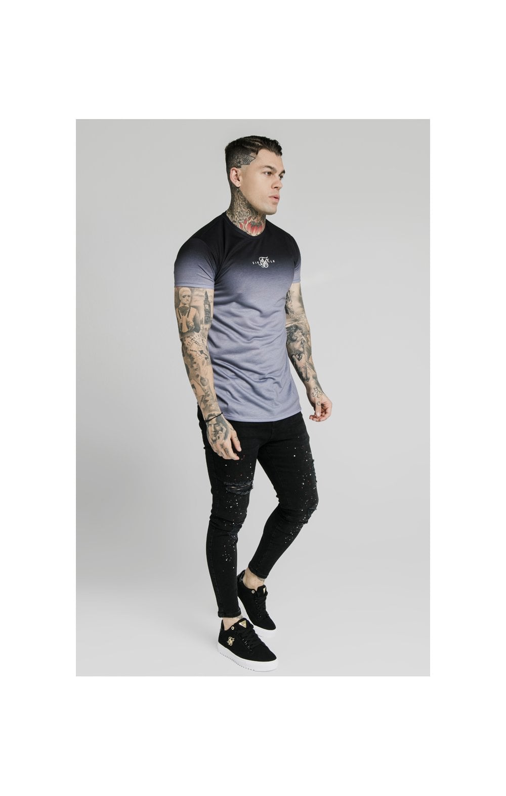 Load image into Gallery viewer, SikSilk High Fade Tee – Black &amp; Grey (2)
