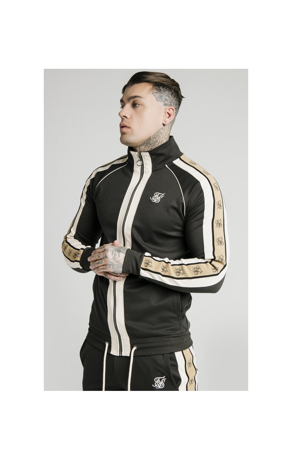 Load image into Gallery viewer, SikSilk Premium Tape Funnel Zip Through Hoodie - Anthracite