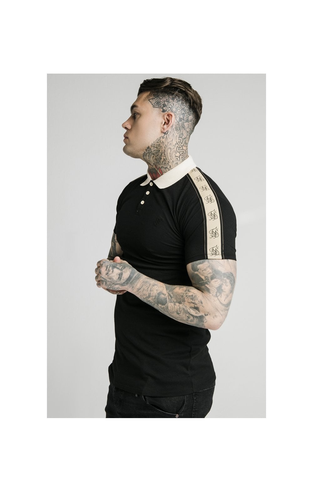 Load image into Gallery viewer, SikSilk S/S Premium Tape Polo - Black (1)