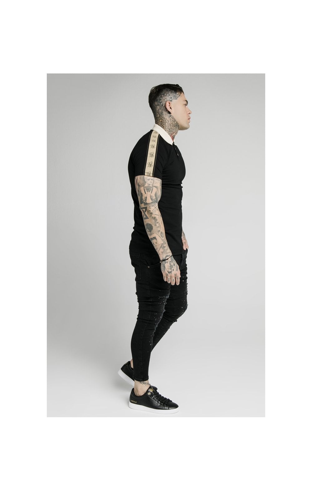 Load image into Gallery viewer, SikSilk S/S Premium Tape Polo - Black (5)