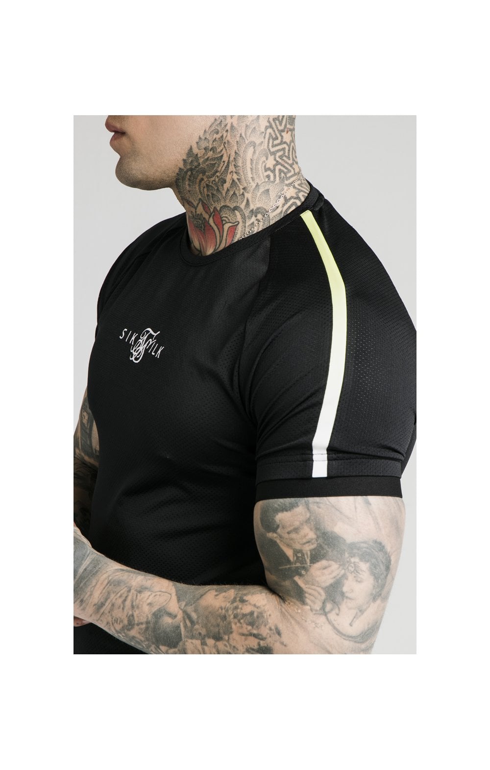 Load image into Gallery viewer, SikSilk Legacy Fade Tech Tee – Black &amp; Fluro White (1)