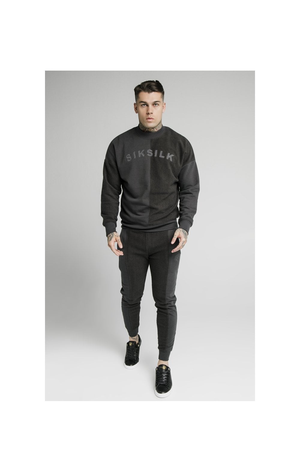 Load image into Gallery viewer, SikSilk Half &amp; Half Crew Sweater – Washed Grey (3)