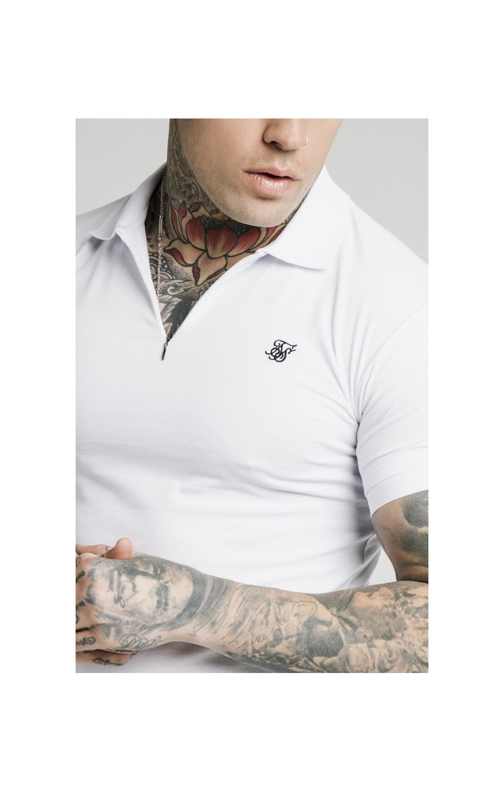 Load image into Gallery viewer, SikSilk S/S Inset Cuff Stretch Polo - White