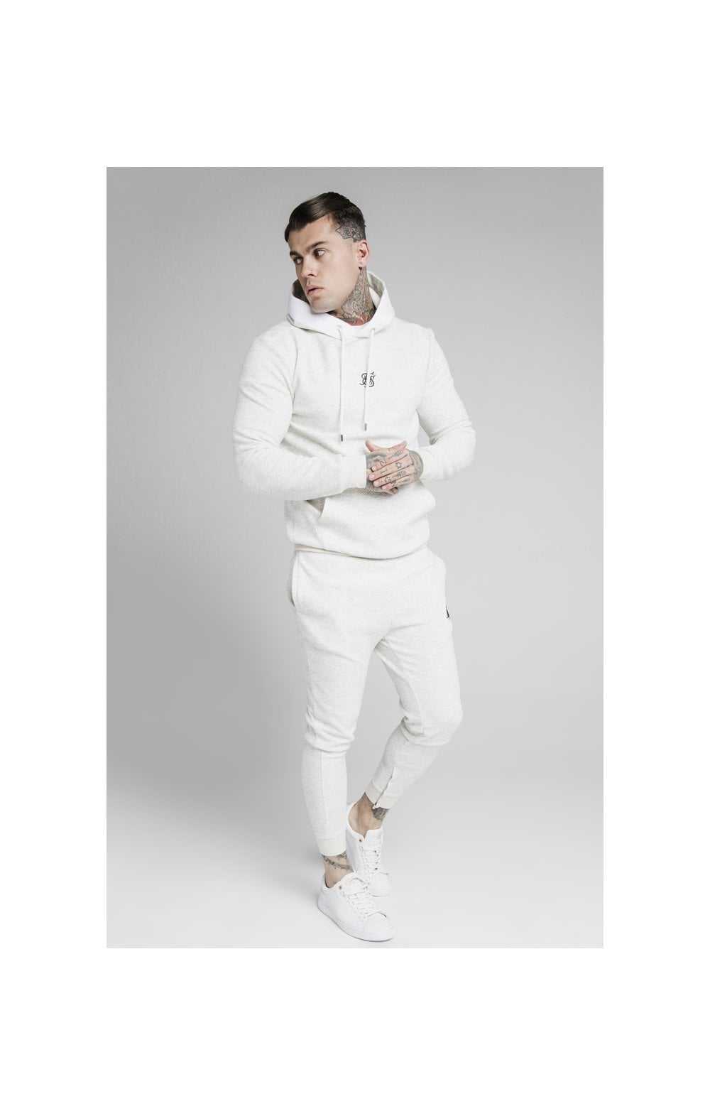 Load image into Gallery viewer, SikSilk Overhead Textured Tape Hoodie - Snow Marl (2)