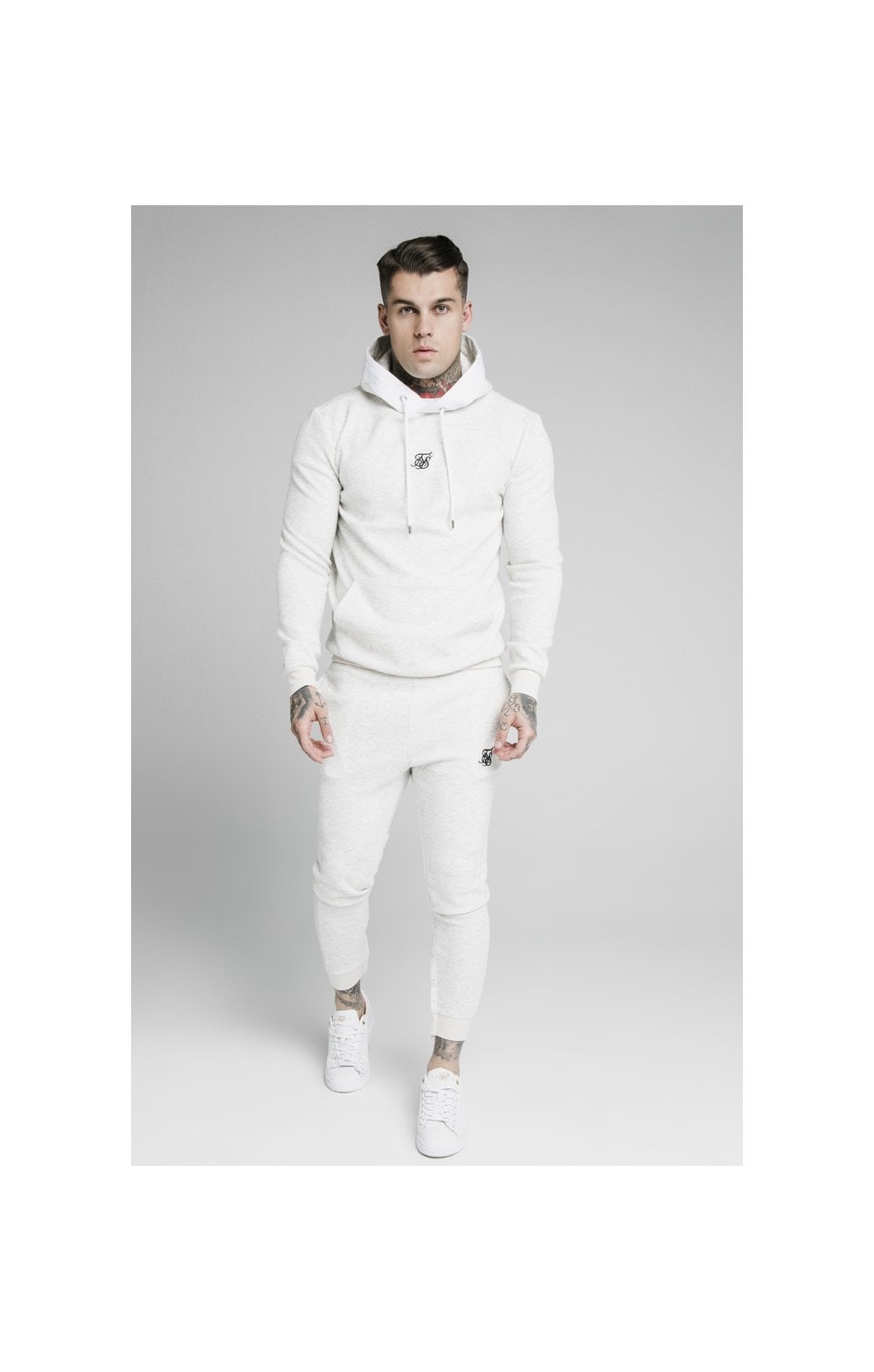 Load image into Gallery viewer, SikSilk Overhead Textured Tape Hoodie - Snow Marl (3)