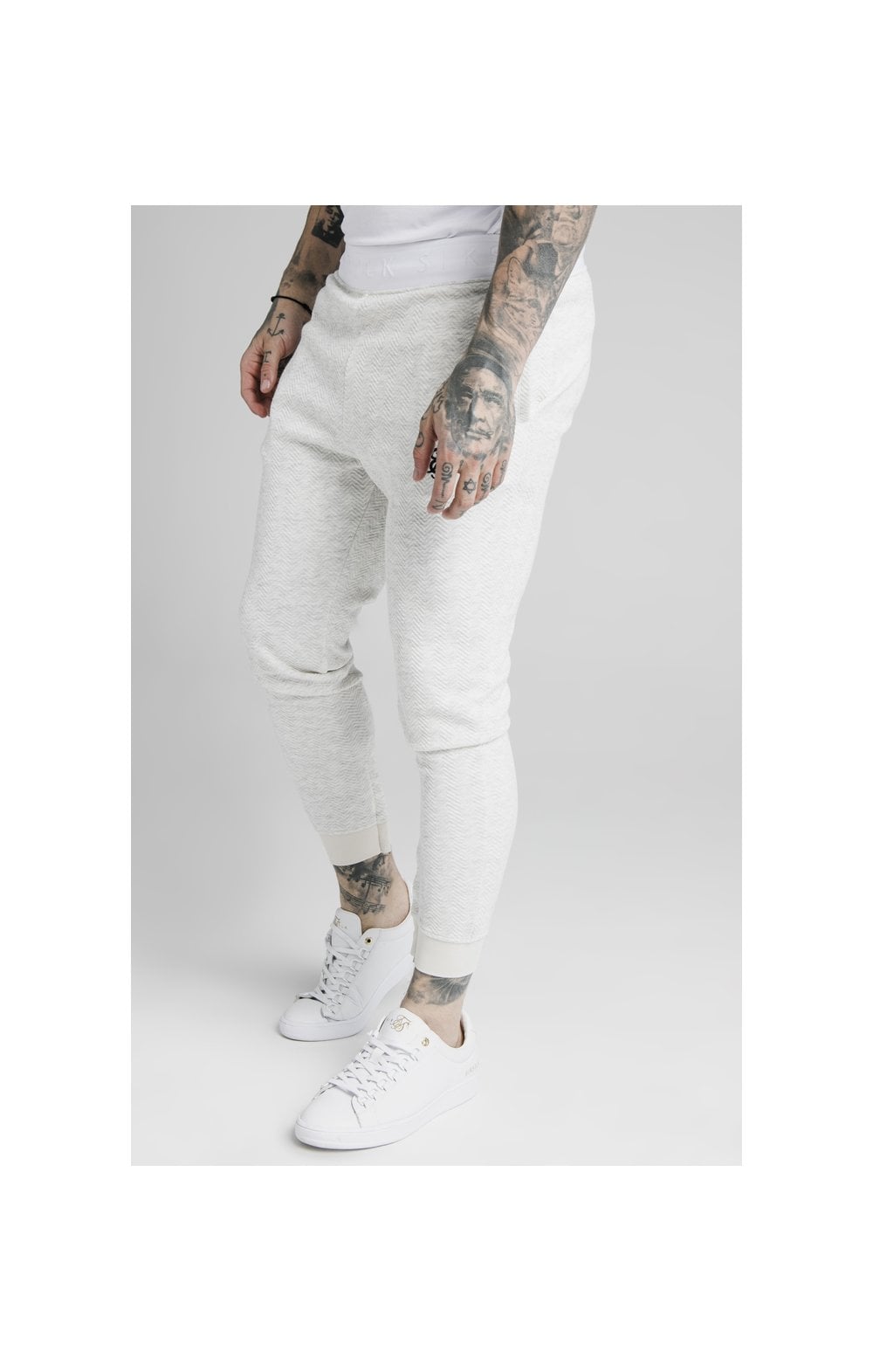 Load image into Gallery viewer, SikSilk Agility Textured Tape Track Pants - Snow Marl (1)