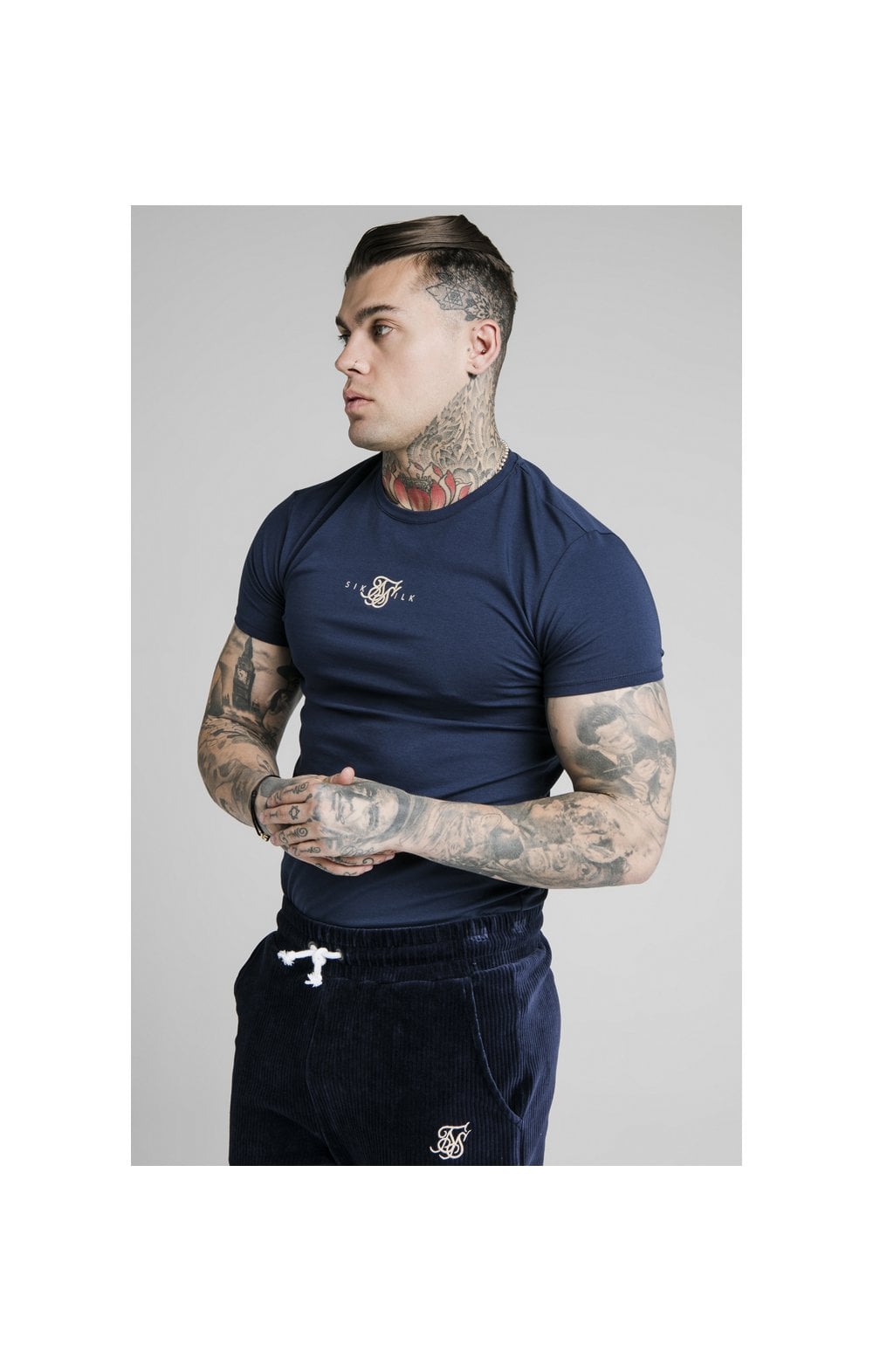 Load image into Gallery viewer, SikSilk Allure Straight Hem Gym Tee - Navy (1)