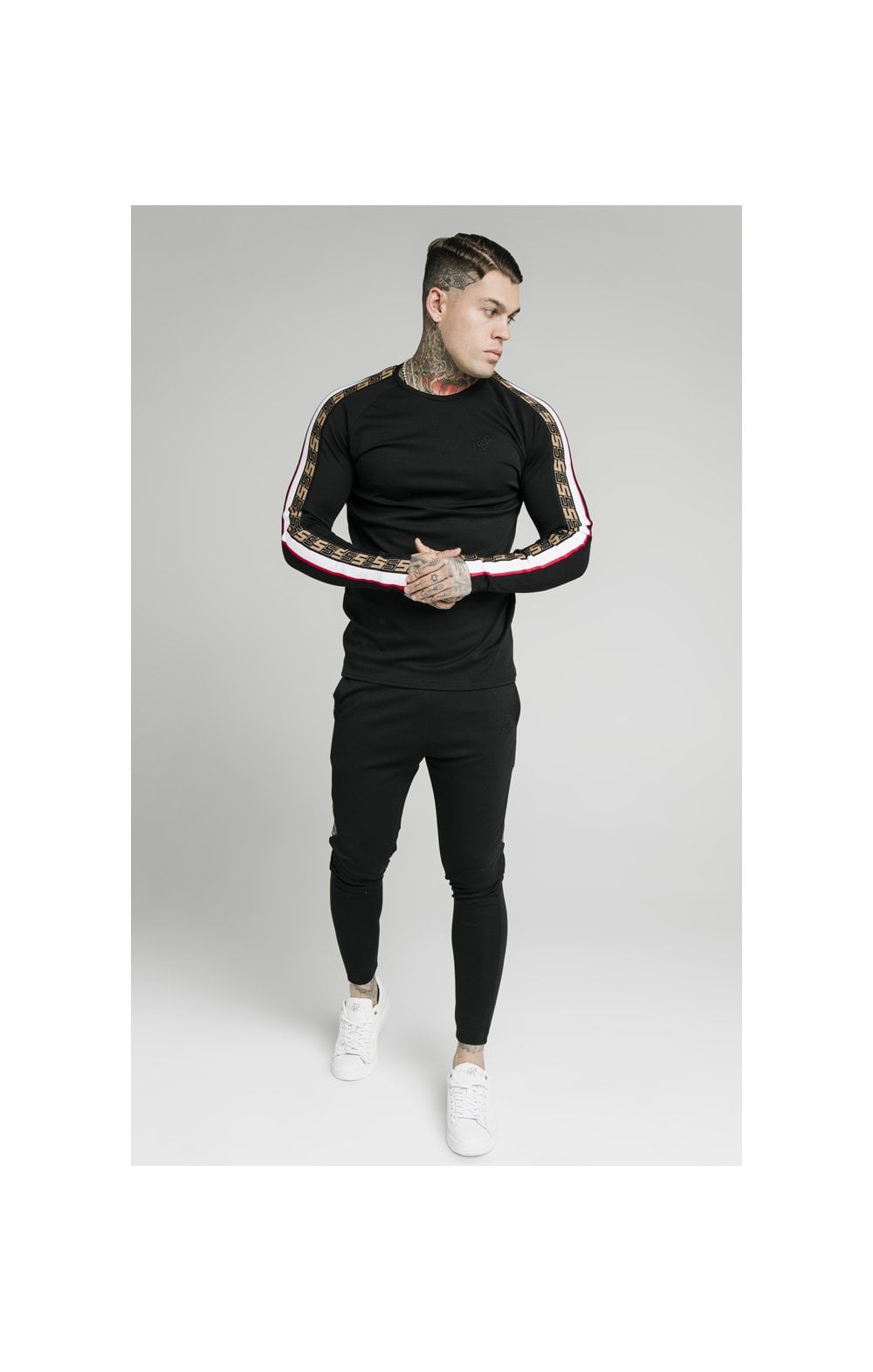 Load image into Gallery viewer, SikSilk L/S Jacquard Retro Gym Tee - Black (2)