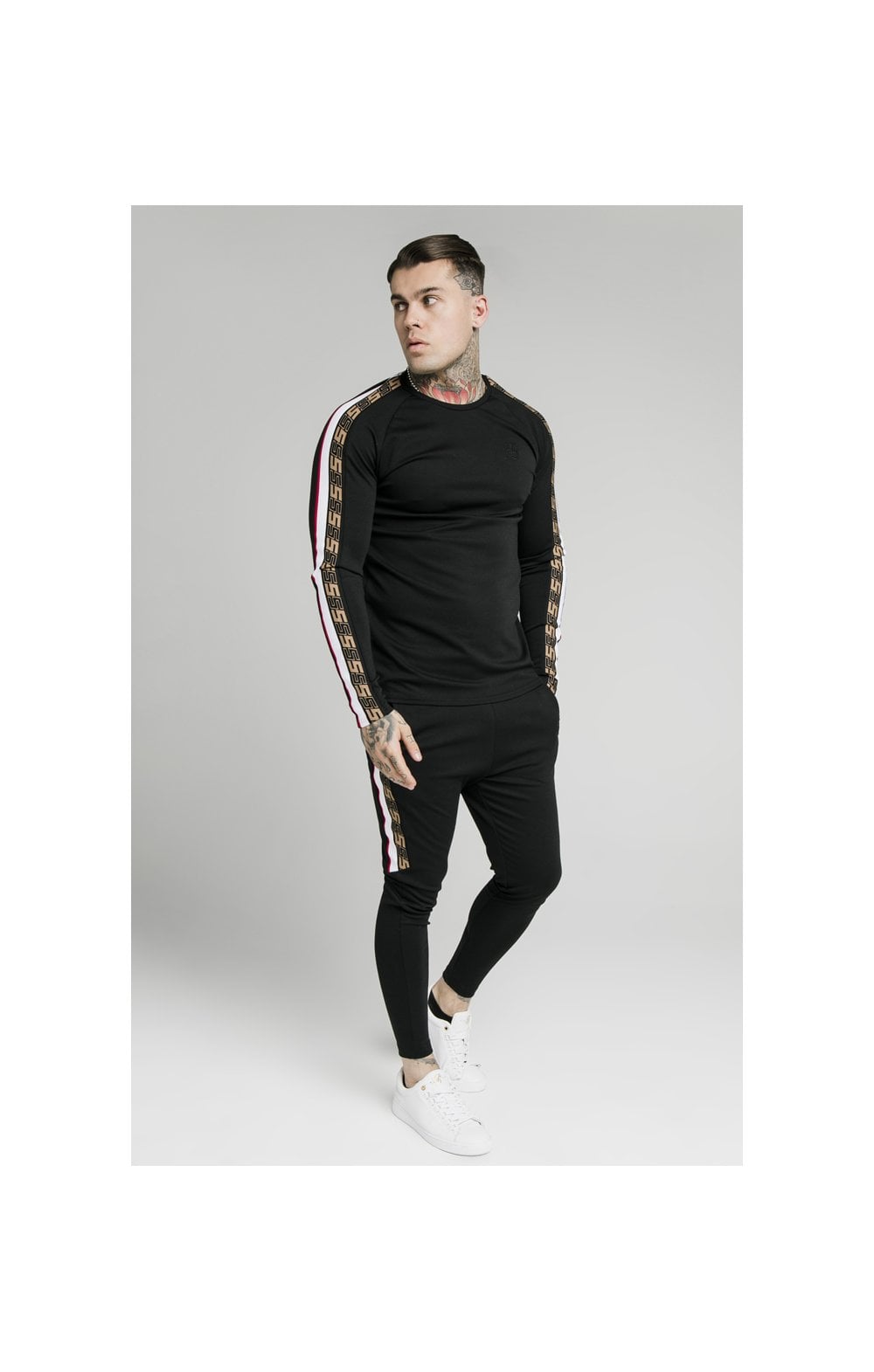 Load image into Gallery viewer, SikSilk L/S Jacquard Retro Gym Tee - Black (3)