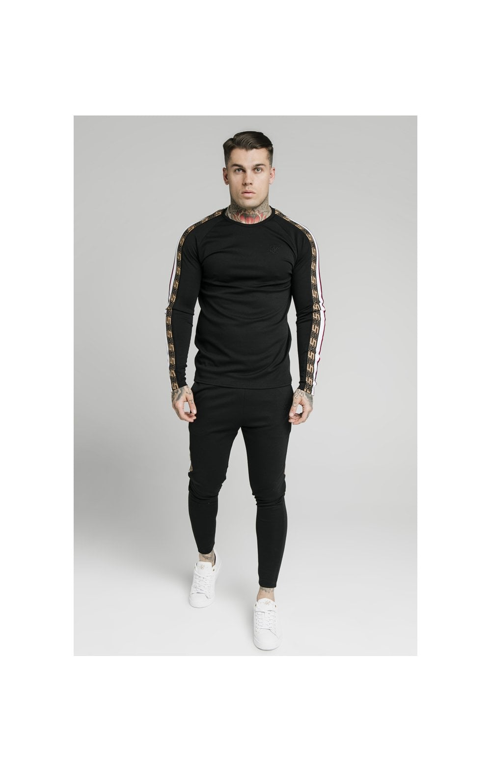 Load image into Gallery viewer, SikSilk L/S Jacquard Retro Gym Tee - Black (4)