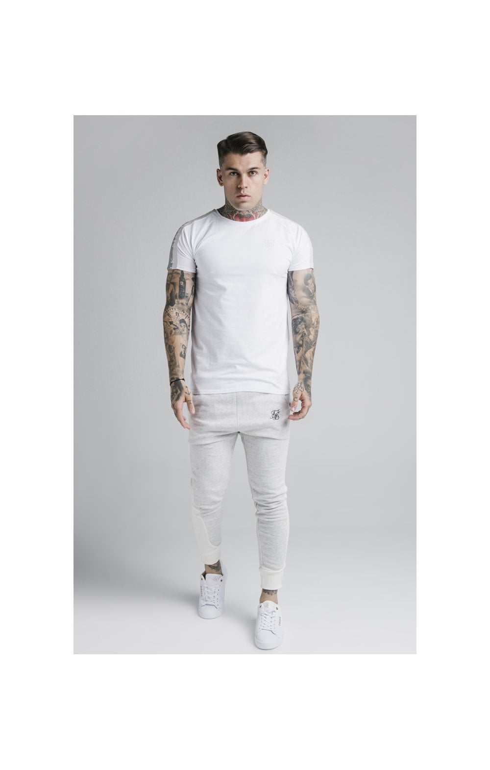 Load image into Gallery viewer, SikSilk Unite Panelled Joggers - Grey &amp; Cream (5)