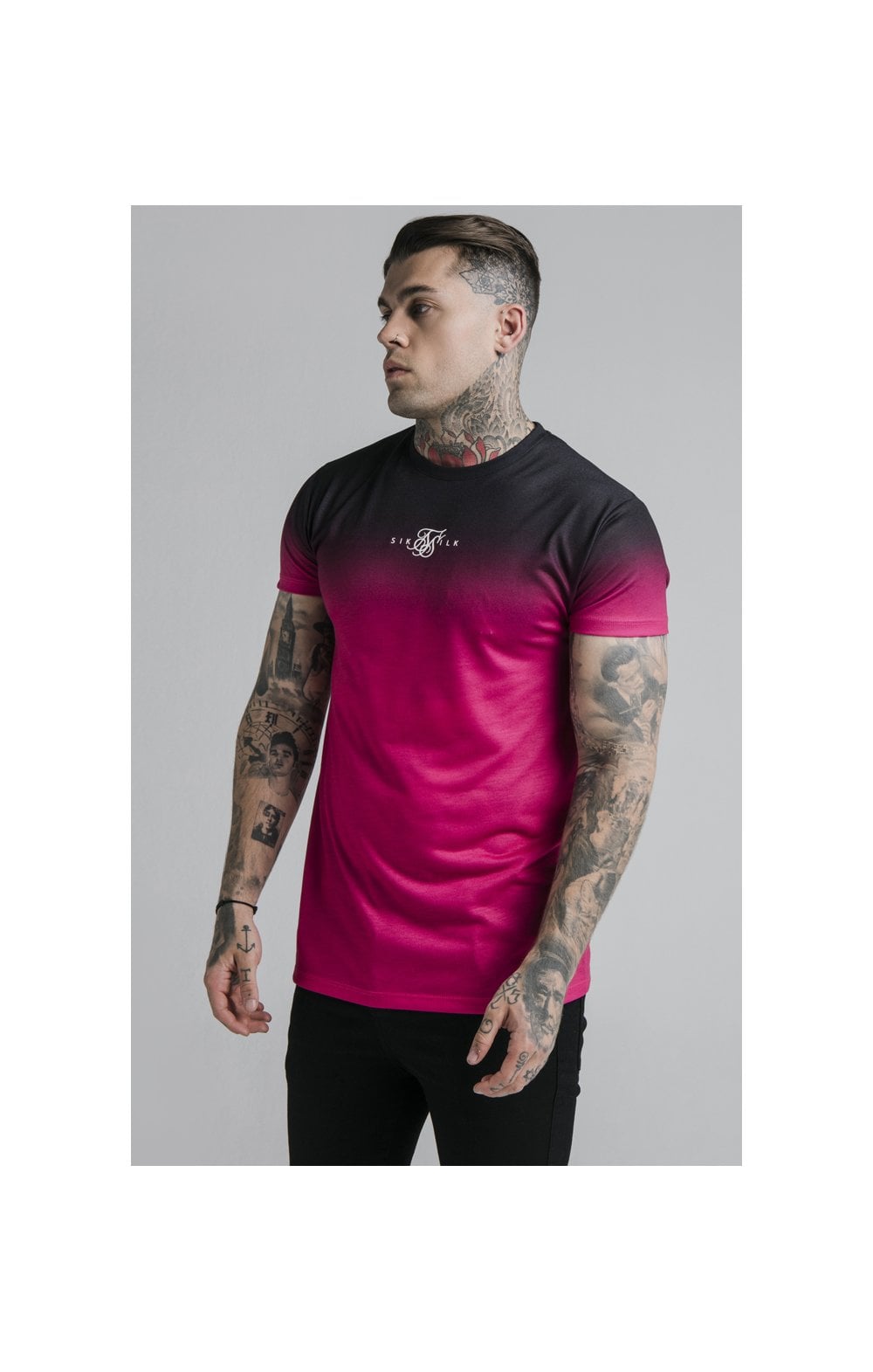 Load image into Gallery viewer, SikSilk High Fade Tee – Black &amp; Pink