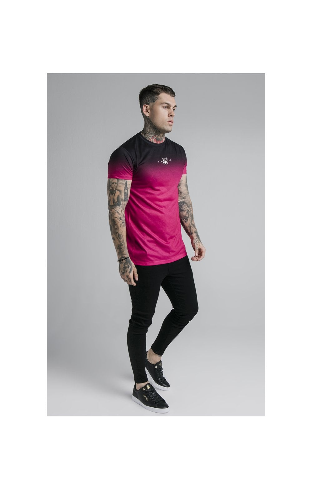 Load image into Gallery viewer, SikSilk High Fade Tee – Black &amp; Pink (4)