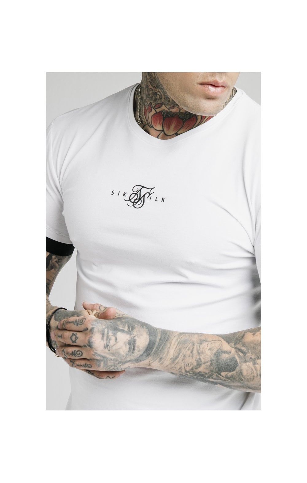 Load image into Gallery viewer, SikSilk Inset Elastic Cuff Gym Tee – White