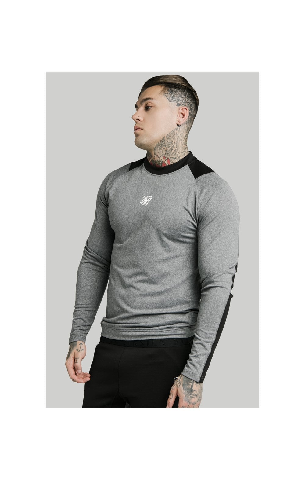 Load image into Gallery viewer, SikSilk L/S Endurance Crew Sweat - Grey &amp; Black