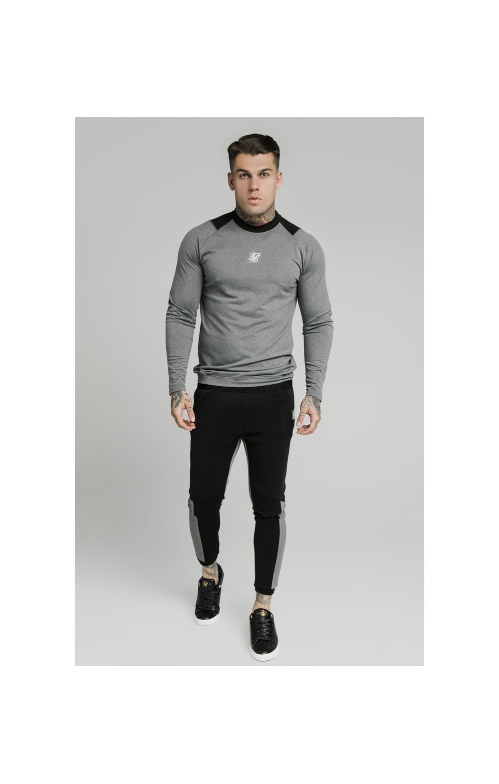 Load image into Gallery viewer, SikSilk L/S Endurance Crew Sweat - Grey &amp; Black (4)