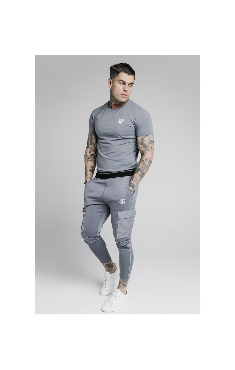 Load image into Gallery viewer, SikSilk Adapt Crushed Nylon Cargo Pant - Blue Slate (2)