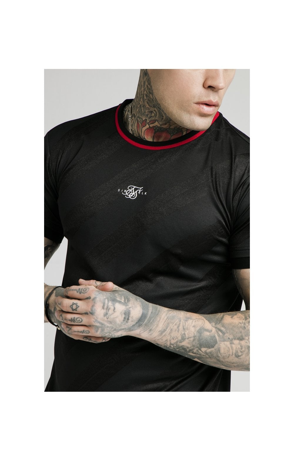 Load image into Gallery viewer, SikSilk Tranquil Jacquard Tee - Black (1)