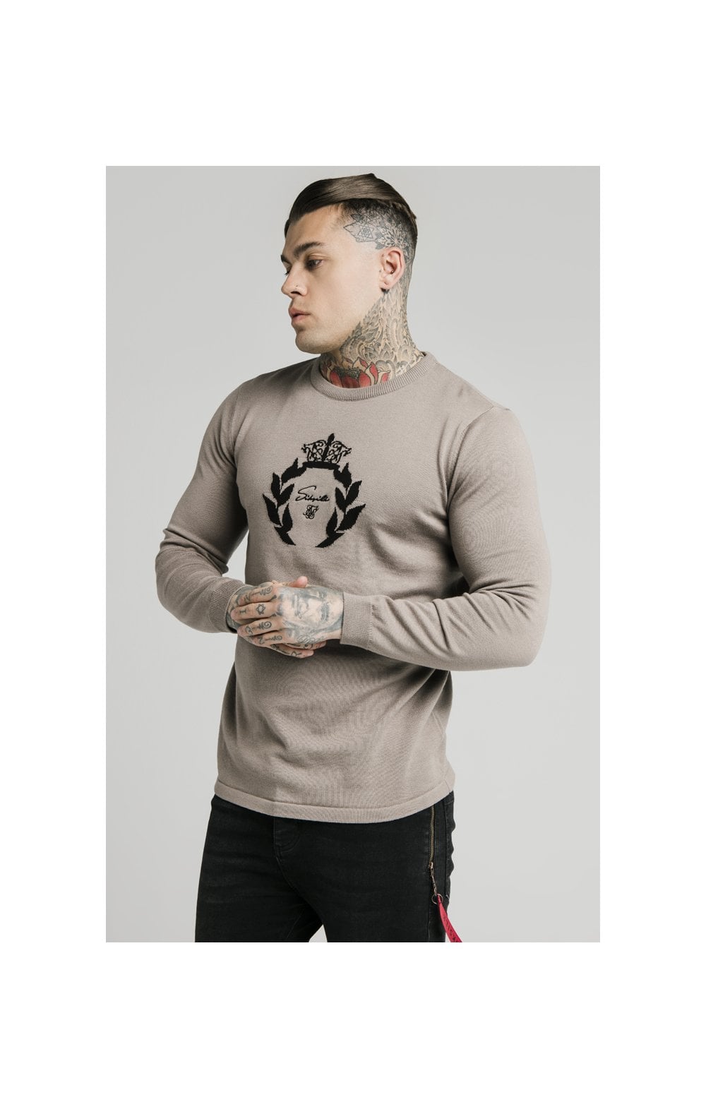 Load image into Gallery viewer, SikSilk High Neck Knitted Prestige Sweater – Grey (1)