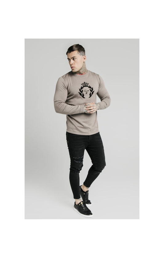 SikSilk High Neck Knitted Prestige Sweater – Grey