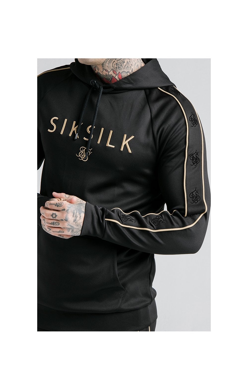 Load image into Gallery viewer, SikSilk Astro Overhead Hoodie - Black &amp; Gold (1)