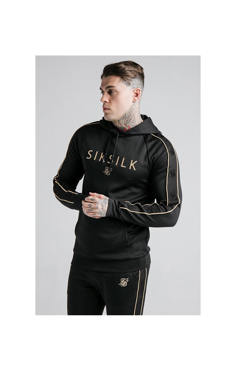 Load image into Gallery viewer, SikSilk Astro Overhead Hoodie - Black &amp; Gold