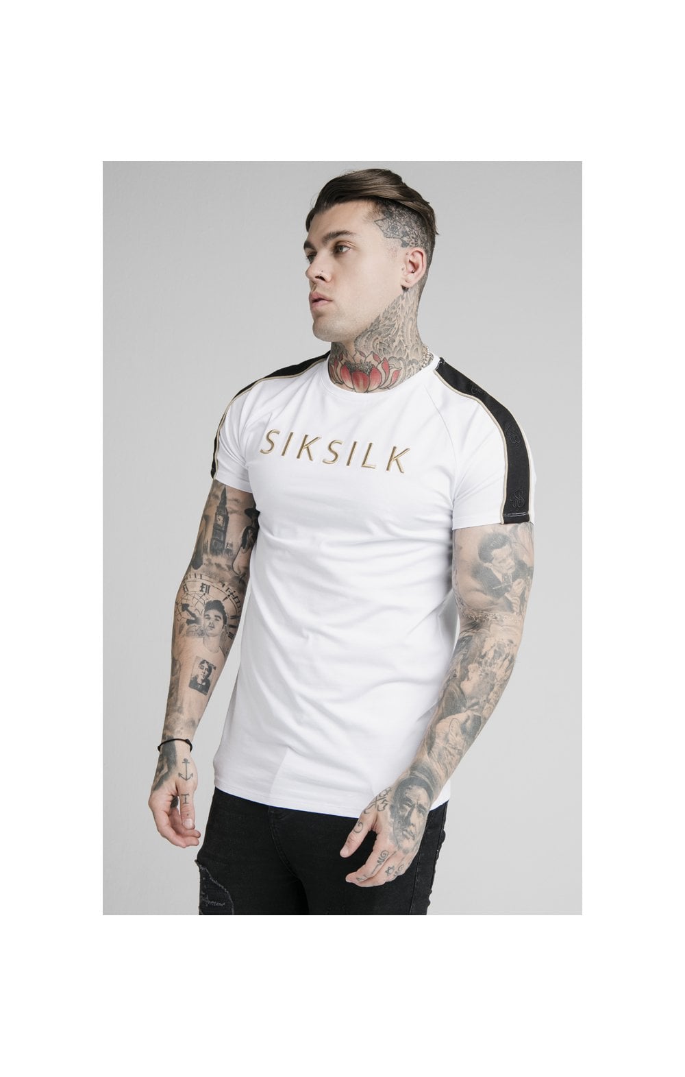 Load image into Gallery viewer, SikSilk S/S Astro Raglan Gym Tee - White (1)