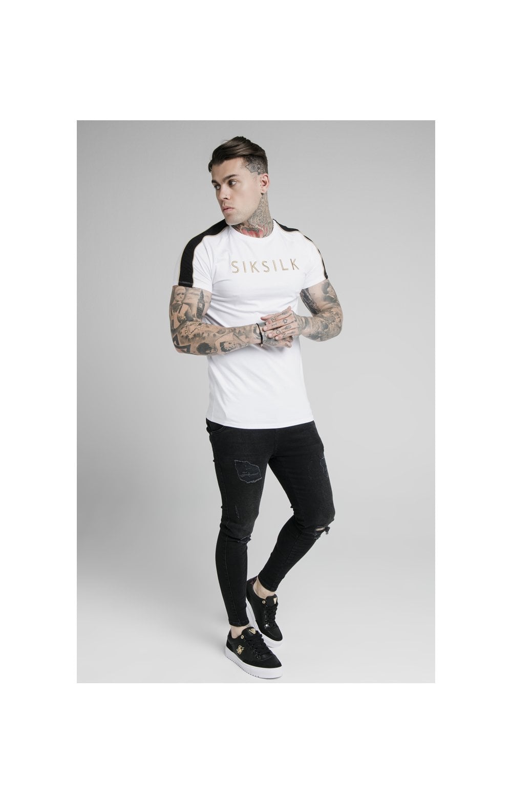 Load image into Gallery viewer, SikSilk S/S Astro Raglan Gym Tee - White (2)