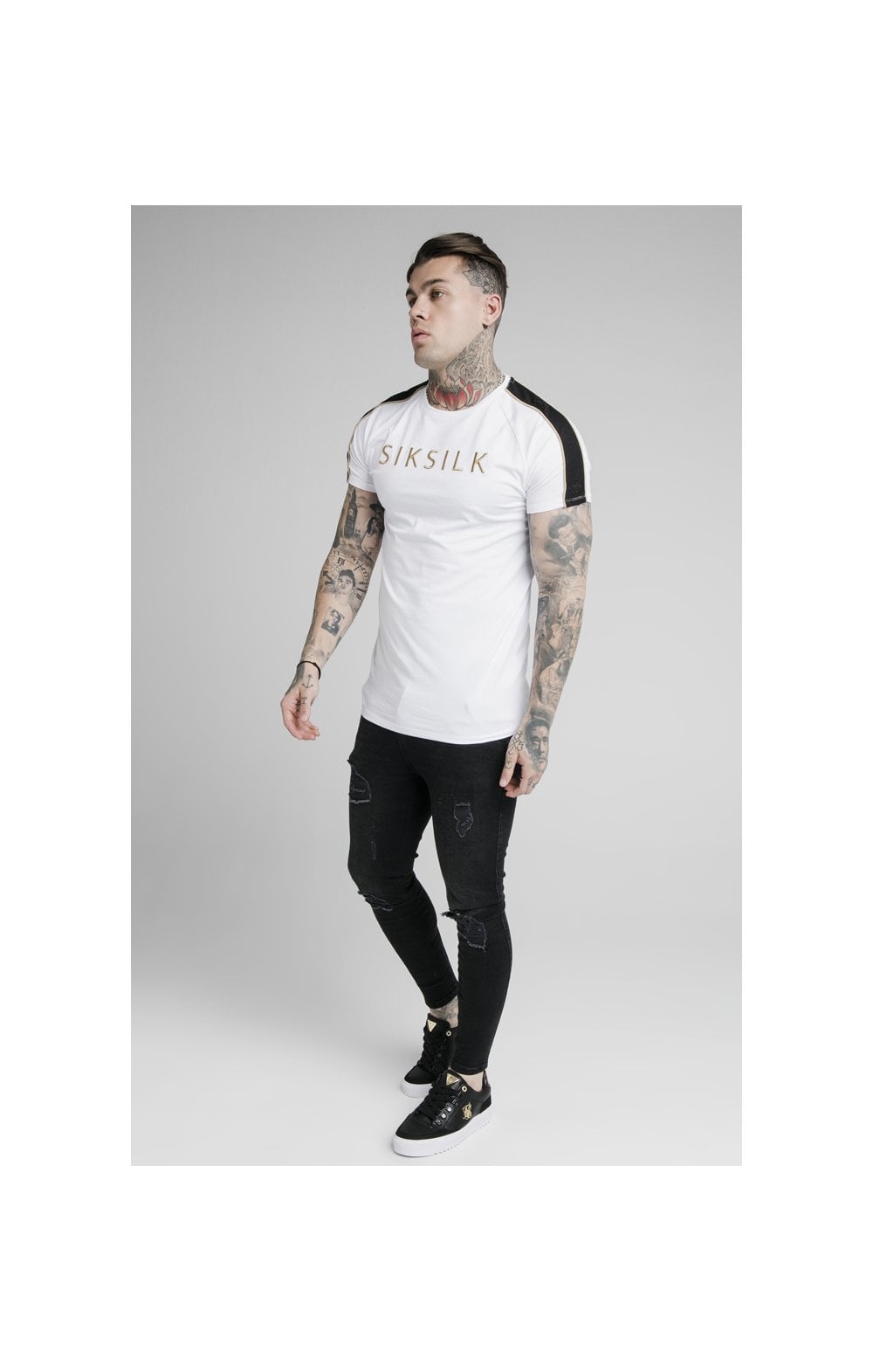 Load image into Gallery viewer, SikSilk S/S Astro Raglan Gym Tee - White (4)