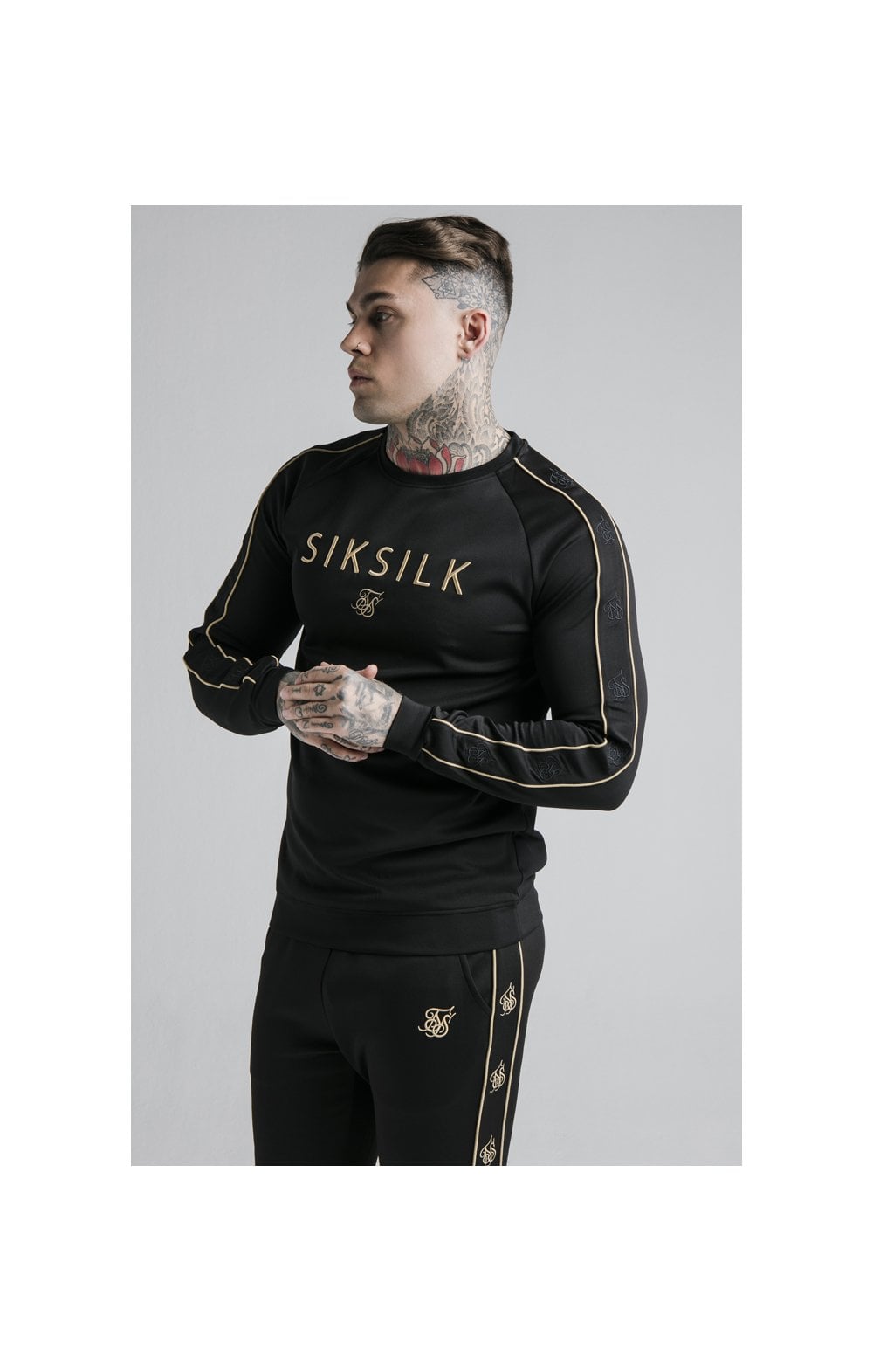 Load image into Gallery viewer, SikSilk L/S Astro Crew Sweat - Black &amp; Gold