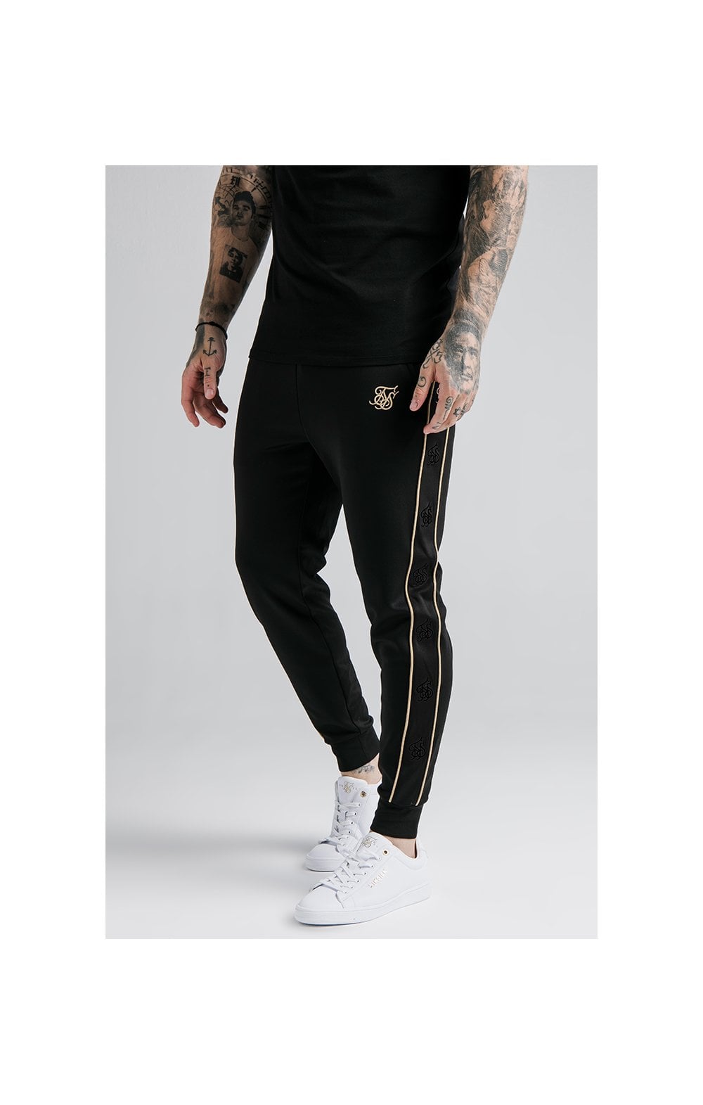 Load image into Gallery viewer, SikSilk Astro Cuffed Track Pants - Black &amp; Gold