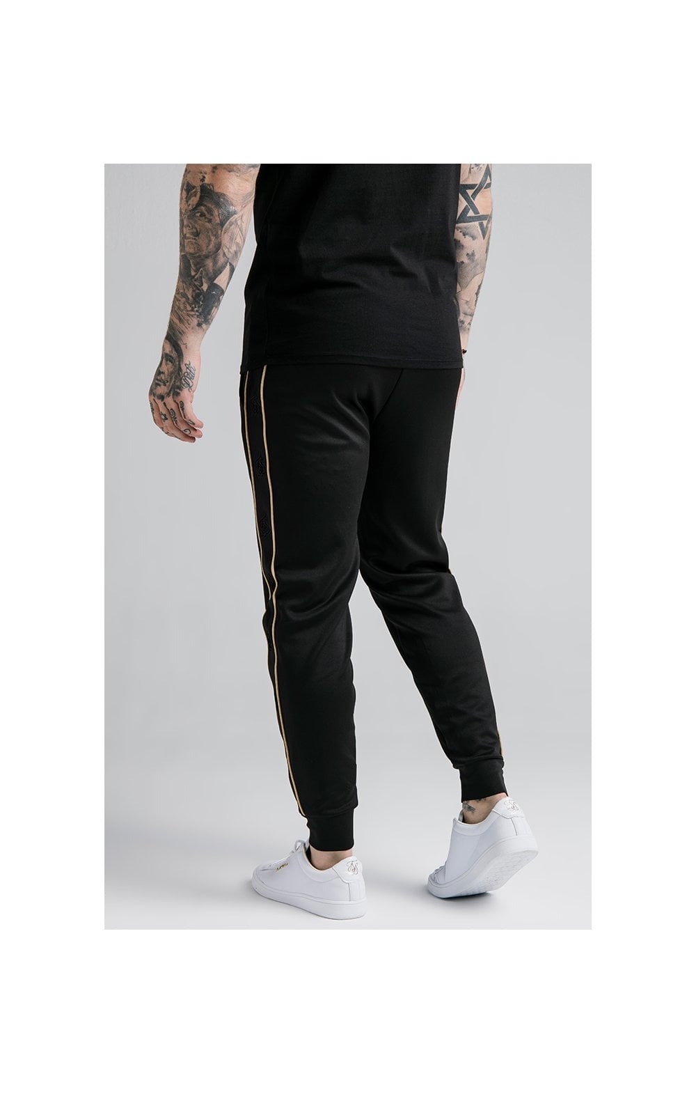 Load image into Gallery viewer, SikSilk Astro Cuffed Track Pants - Black &amp; Gold (2)
